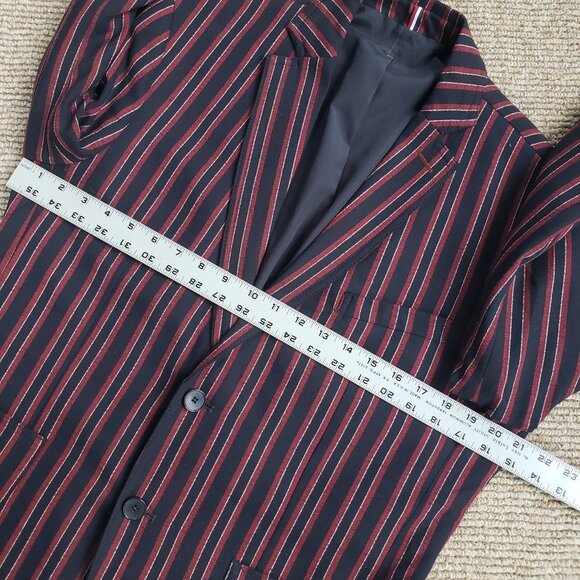 Zara Man Burgundy Striped Boating Jacket 42R - Picture 5 of 10